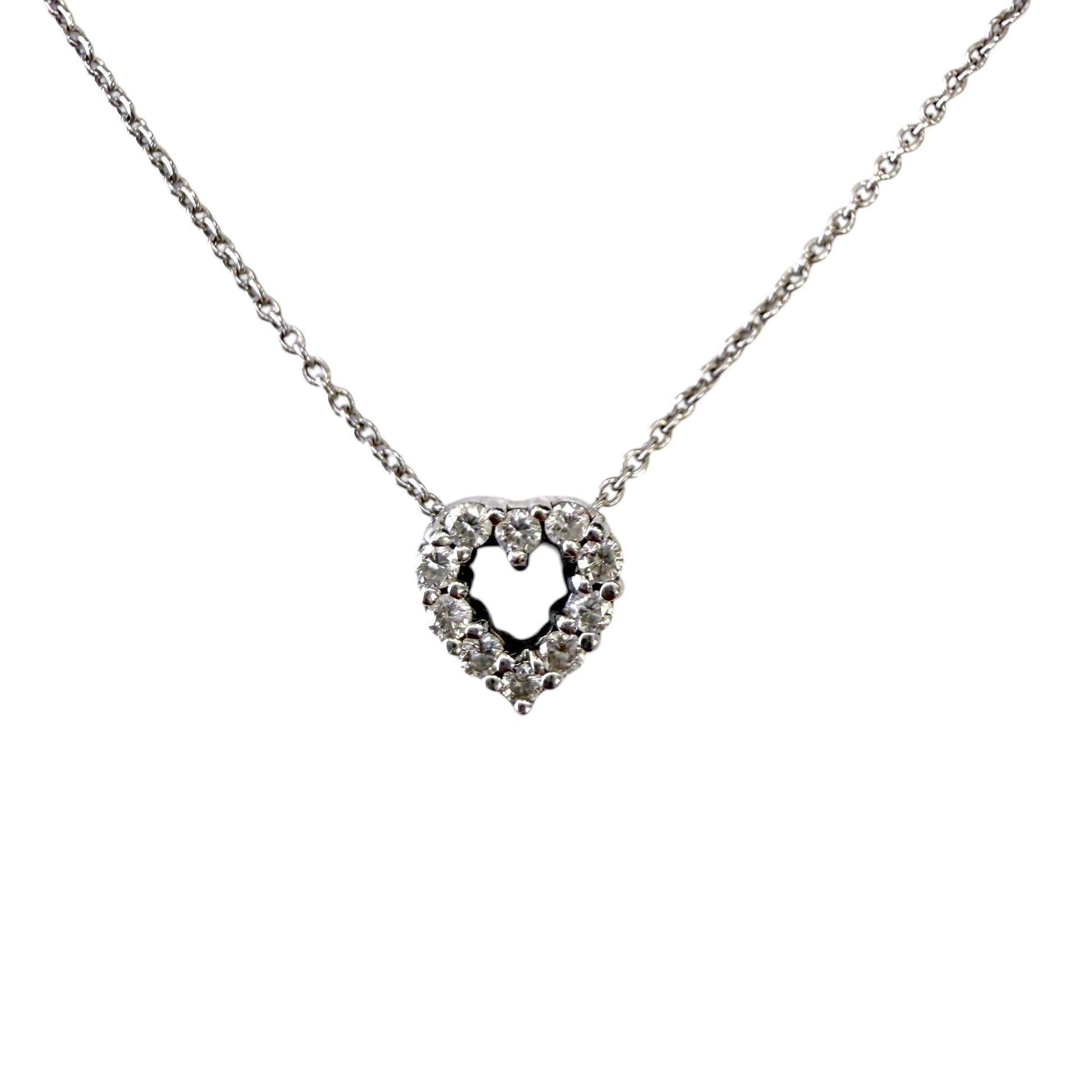 0.15cttw. White Diamond Heart Roberto Coin Pendant in 18k WG 2.27g.