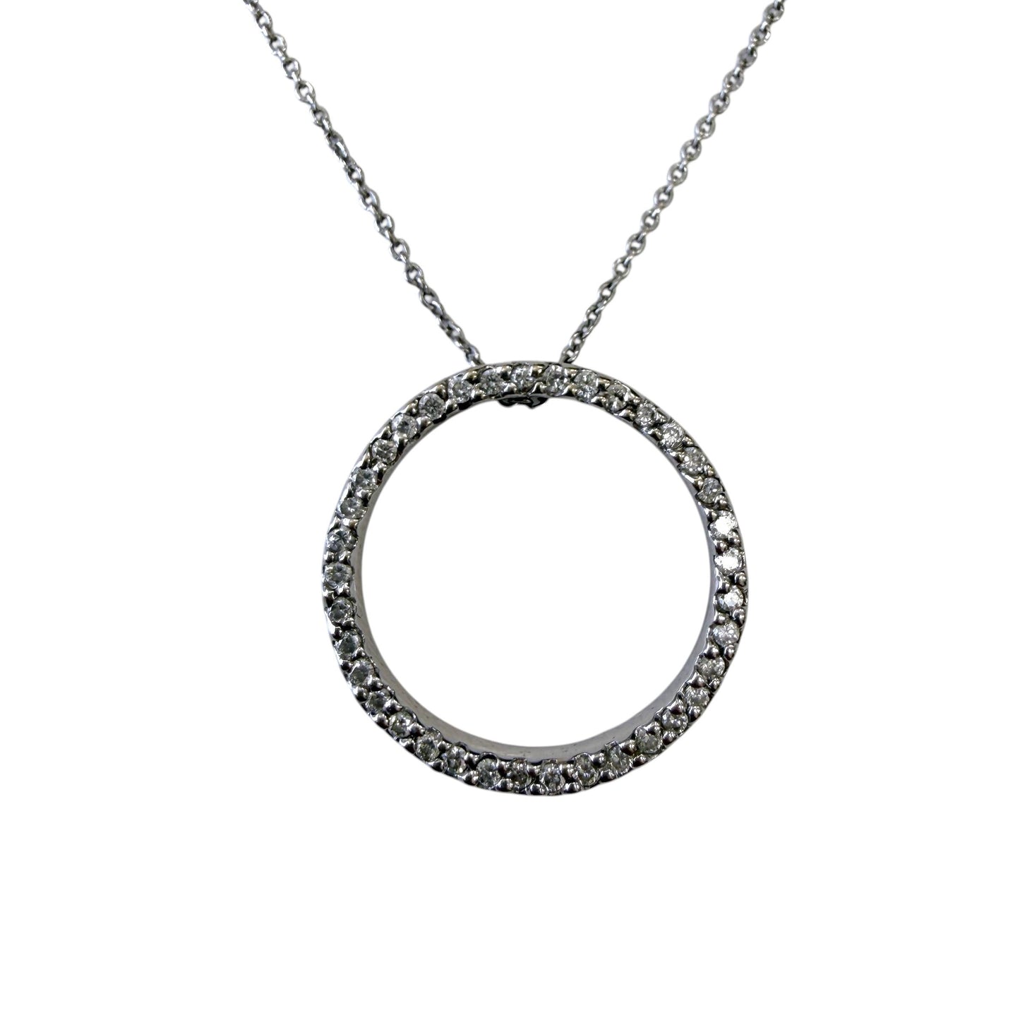 0.35cttw White Diamond Circle Roberto Coin Pendant Necklace 18k White Gold 3.63g