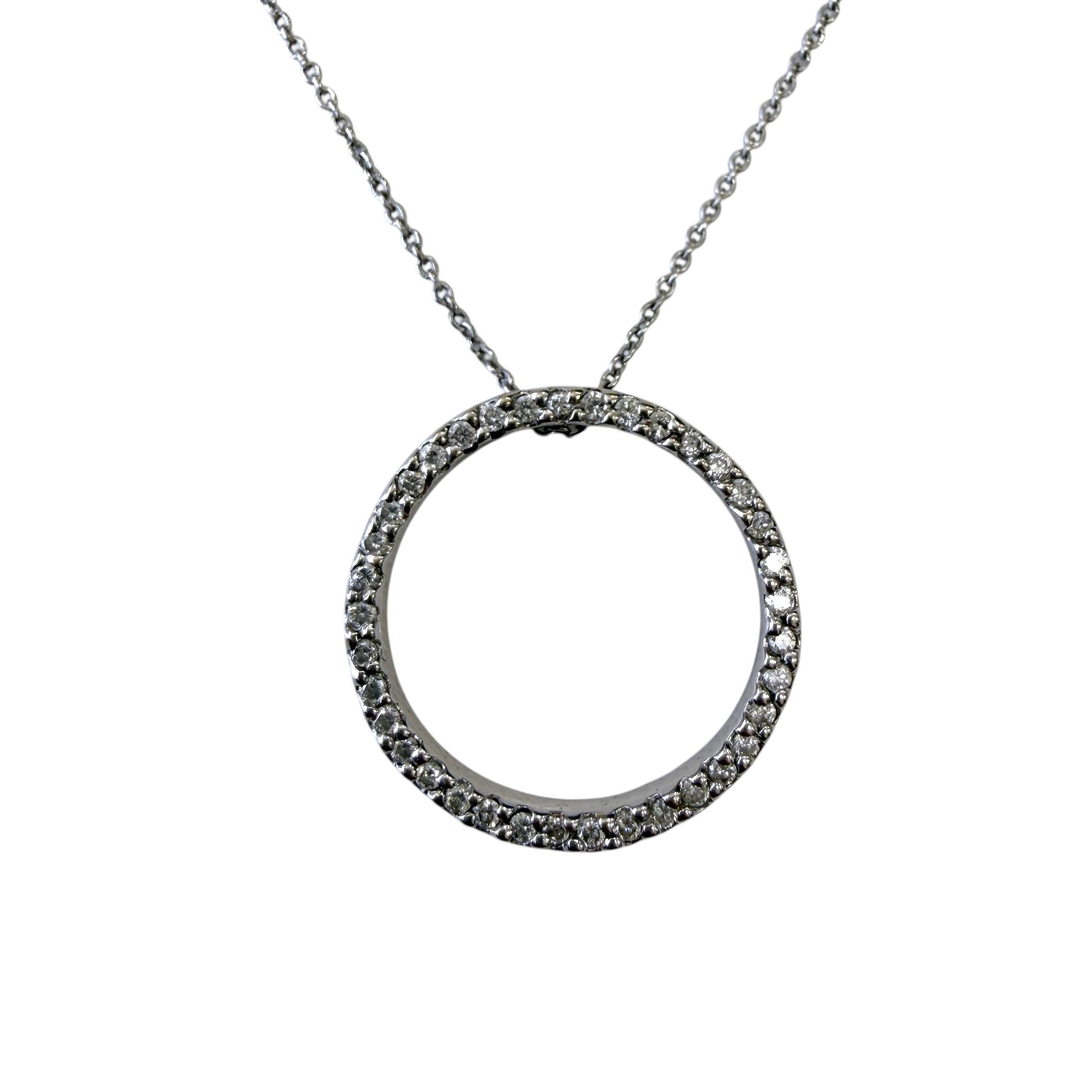 0.35cttw White Diamond Circle Roberto Coin Pendant Necklace 18k White Gold 3.63g