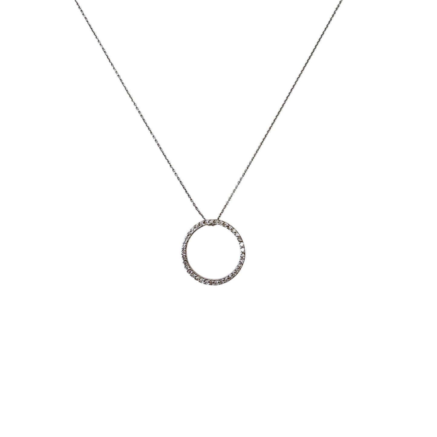 0.35cttw White Diamond Circle Roberto Coin Pendant Necklace 18k White Gold 3.63g