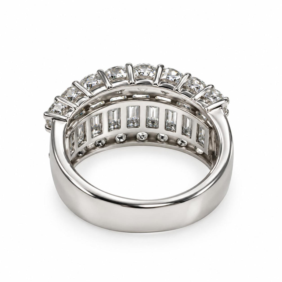 5.20cttw. White Diamond Wide Platinum Ring 14.11g. 5.5US