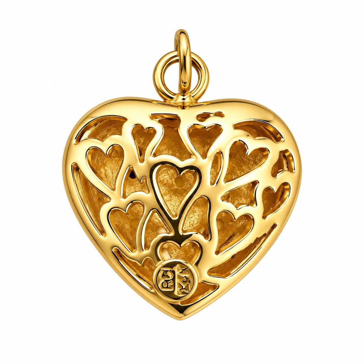 14k Yellow Gold Enamel Heart Shape Pendant 5.34g.