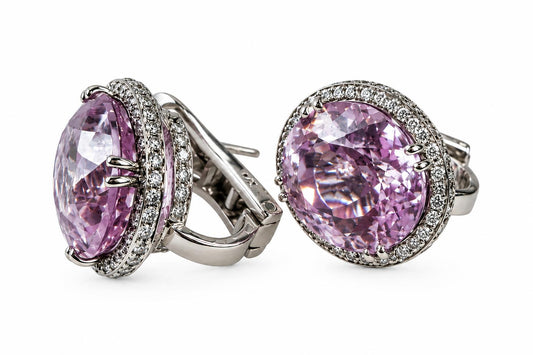 19.64cttw. Kunzite Earrings in 18k White Gold 14.51g.