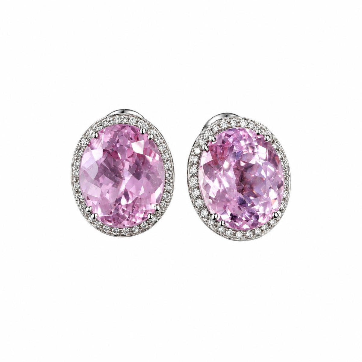 19.64cttw. Kunzite Earrings in 18k White Gold 14.51g.