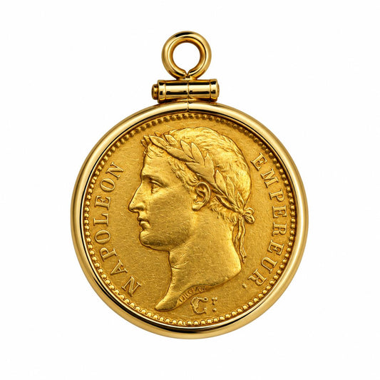 22k Yellow Gold 1808 20 French Francs Gold Coin Ceres &14k Bezel Pendant 7.54g.