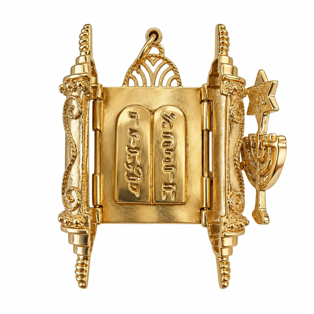 13.25k Two Toned Gold Torah Pendant 19.84g.