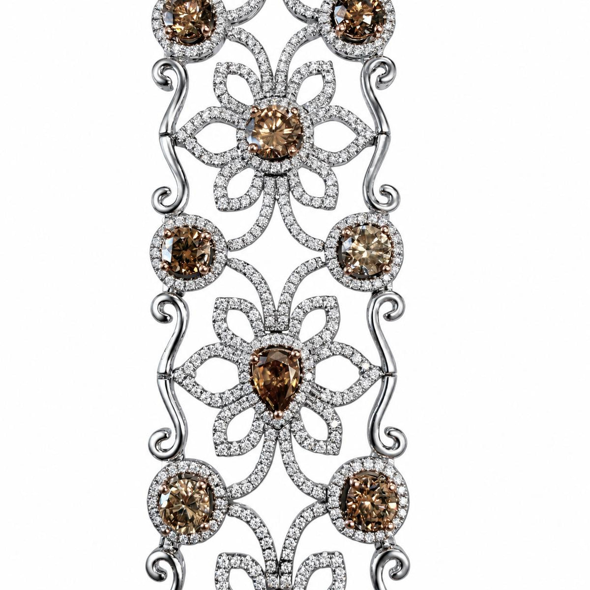16.08cttw. White & Fancy Yellow Diamond Wide Bracelet in 18k White Gold 71.54g.