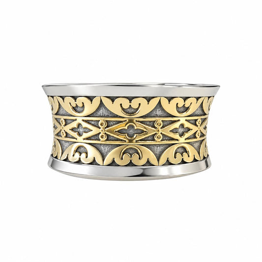 John Hardy 18k Yellow Gold & Silver Art Deco Bangle Bracelet 48.87g.