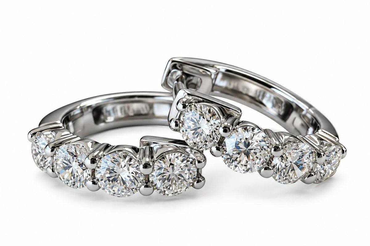 0.65cttw. White Diamond Hoop Earrings in 14k white Gold 2.45g.