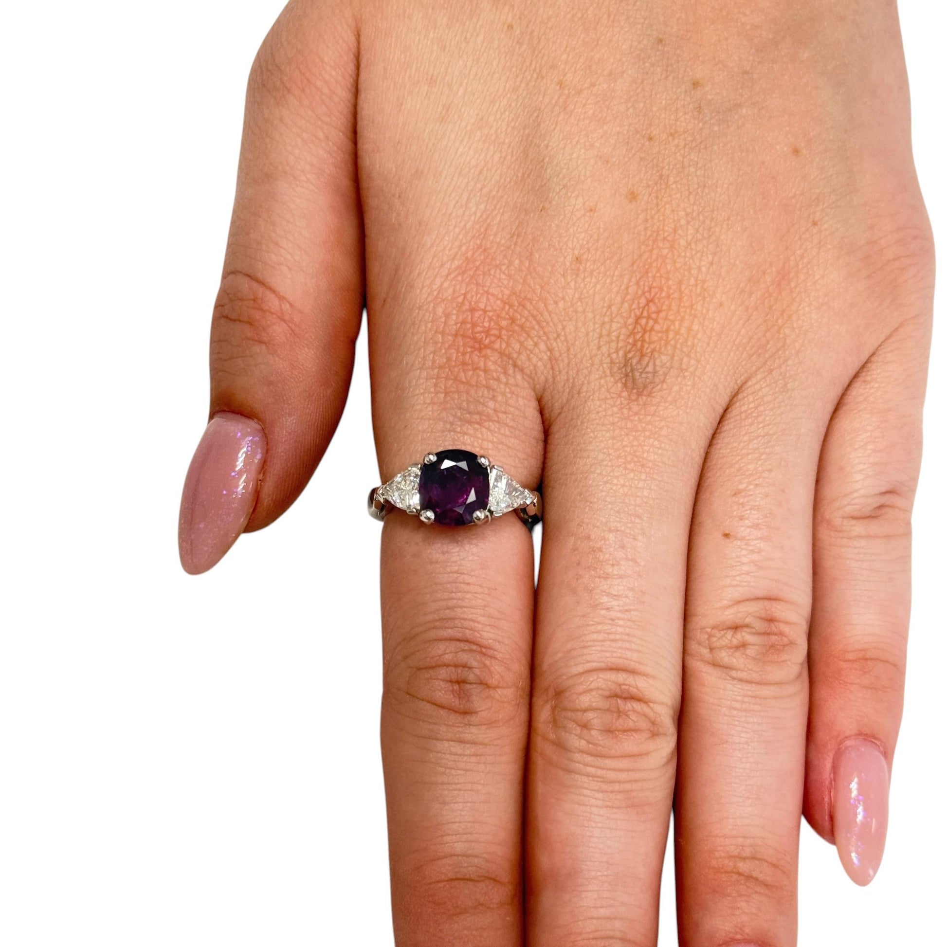 GIA 3.14ct. Ruby & 0.93cttw White Diamond Platinum Ring 7US 7.37g.