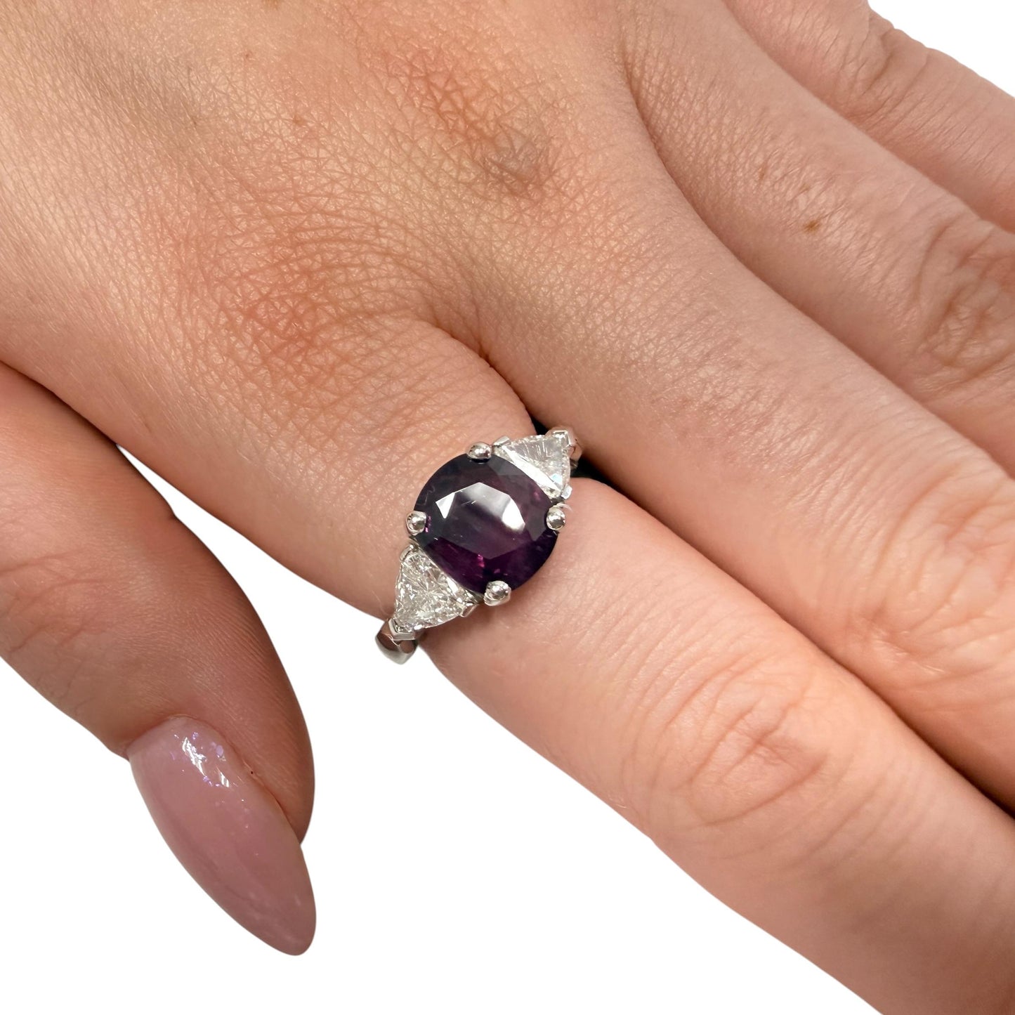 GIA 3.14ct. Ruby & 0.93cttw White Diamond Platinum Ring 7US 7.37g.