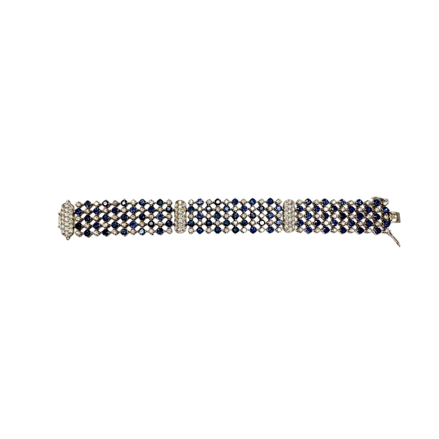 8.90cttw. Blue Sapphire & 4.30cttw. White Diamond Bracelet in 14k WG 6.25"
