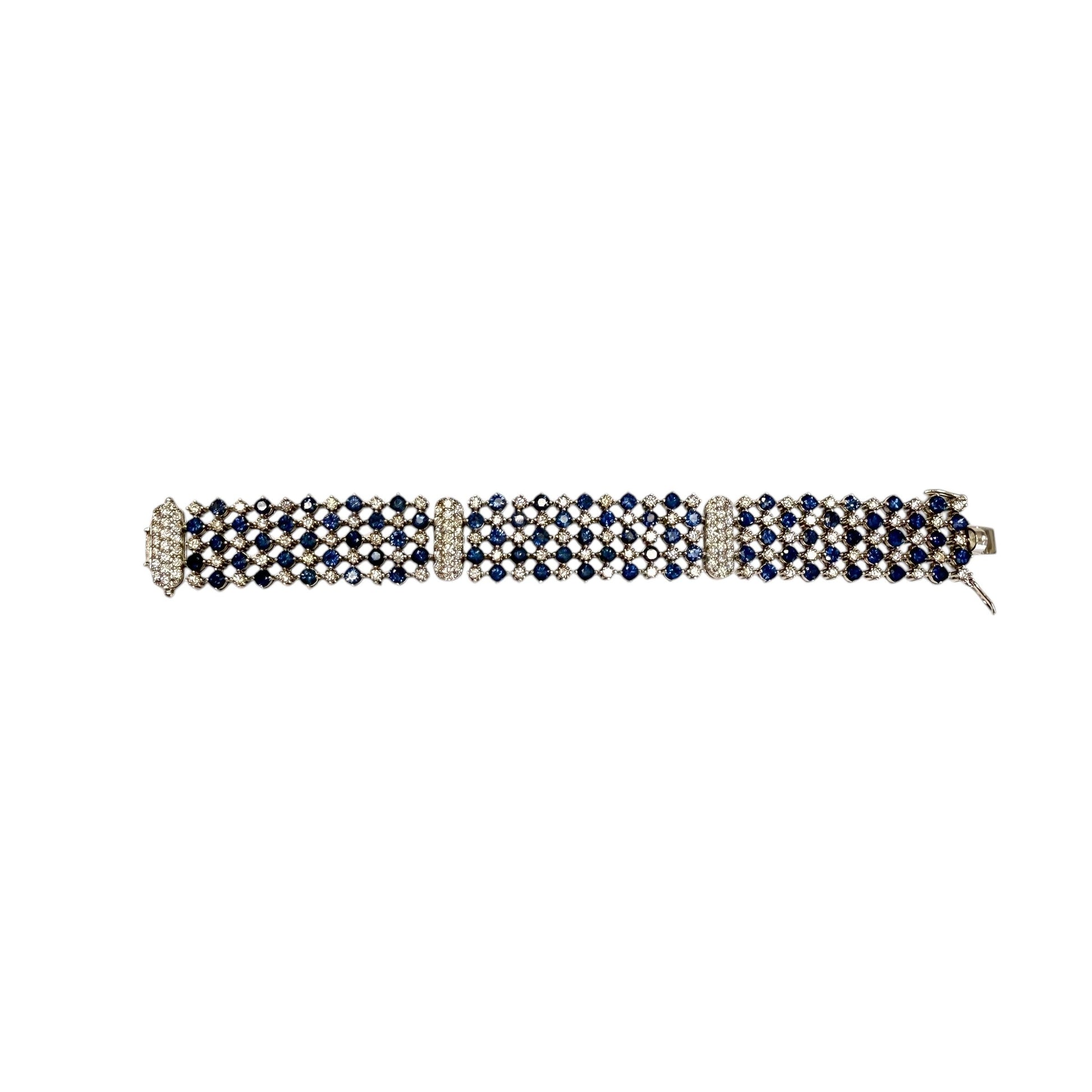 8.90cttw. Blue Sapphire & 4.30cttw. White Diamond Bracelet in 14k WG 6.25"