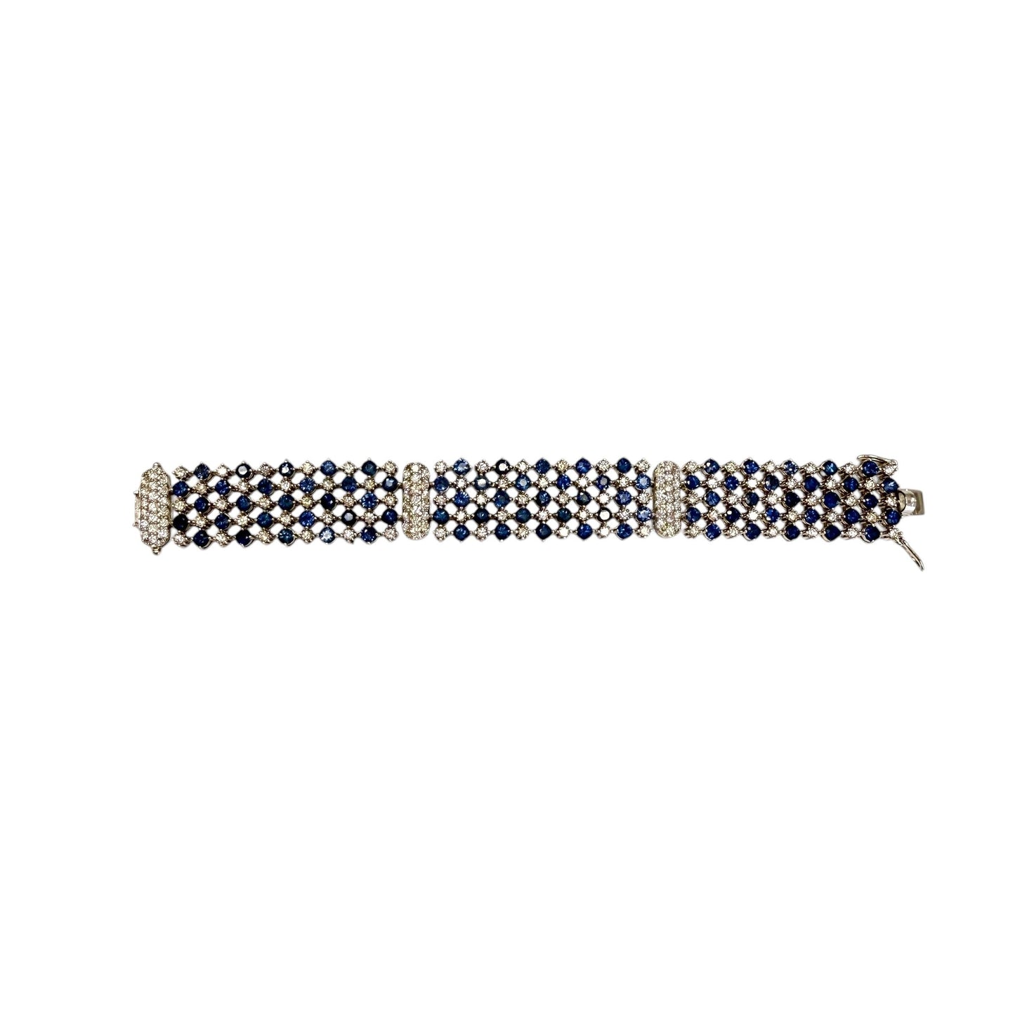 8.90cttw. Blue Sapphire & 4.30cttw. White Diamond Bracelet in 14k WG 6.25"