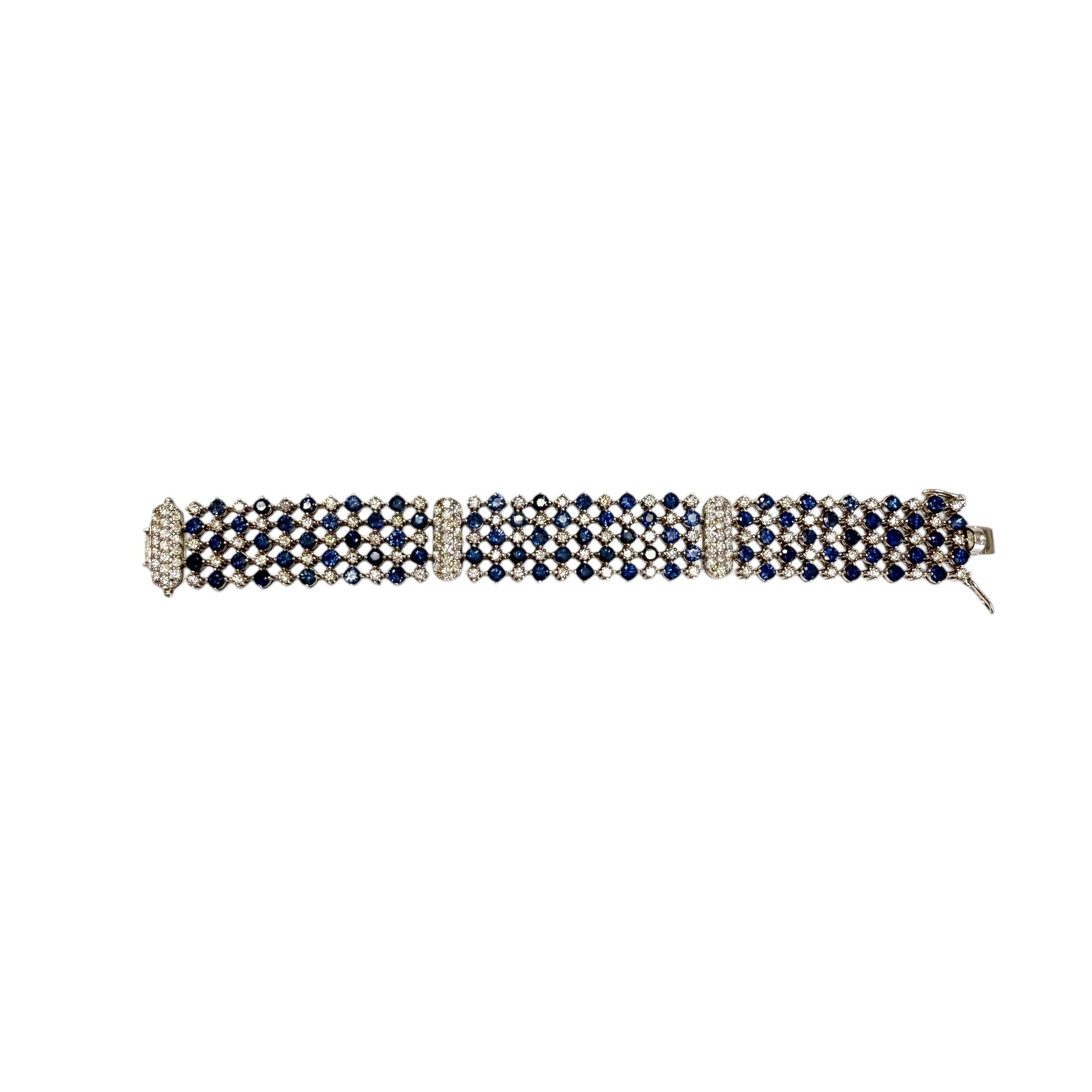 8.90cttw. Blue Sapphire & 4.30cttw. White Diamond Bracelet in 14k WG 6.25"