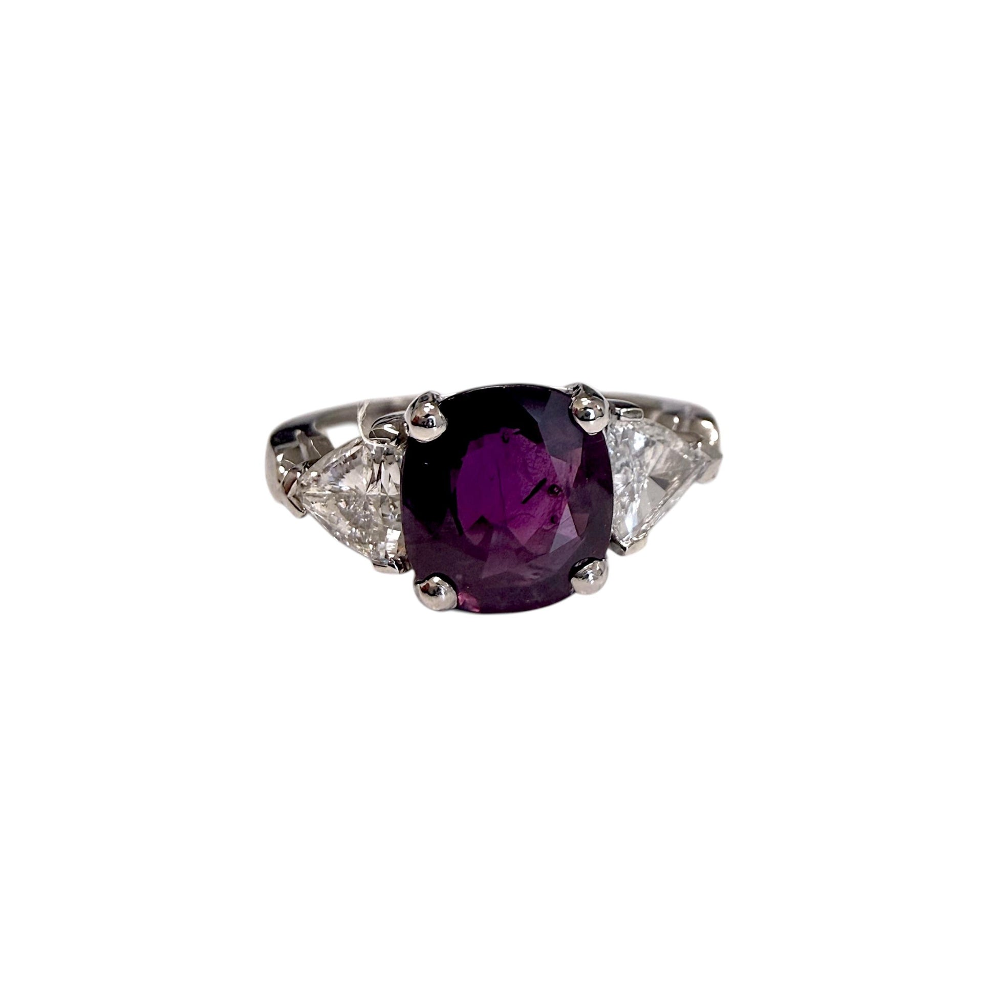 GIA 3.14ct. Ruby & 0.93cttw White Diamond Platinum Ring 7US 7.37g.