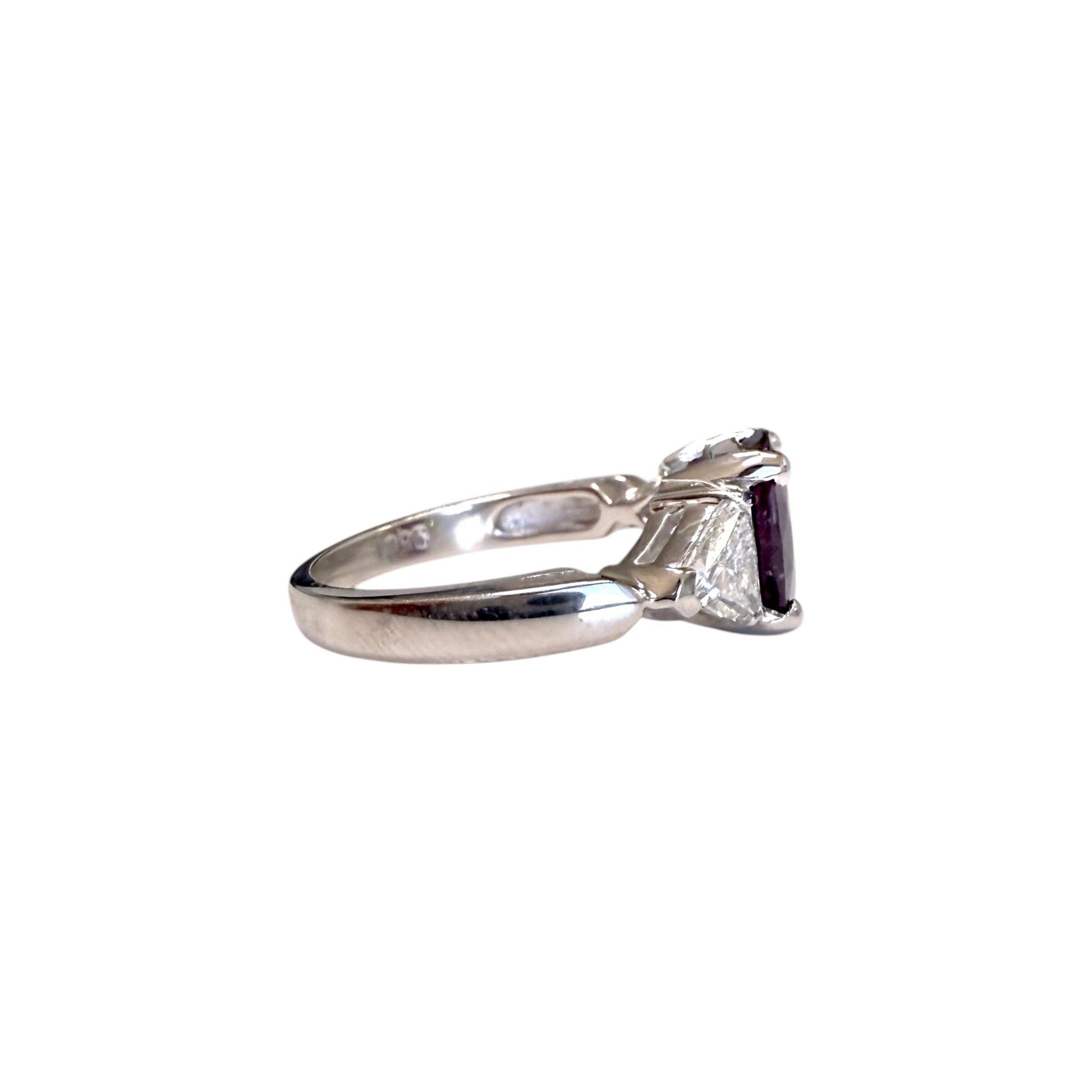 GIA 3.14ct. Ruby & 0.93cttw White Diamond Platinum Ring 7US 7.37g.