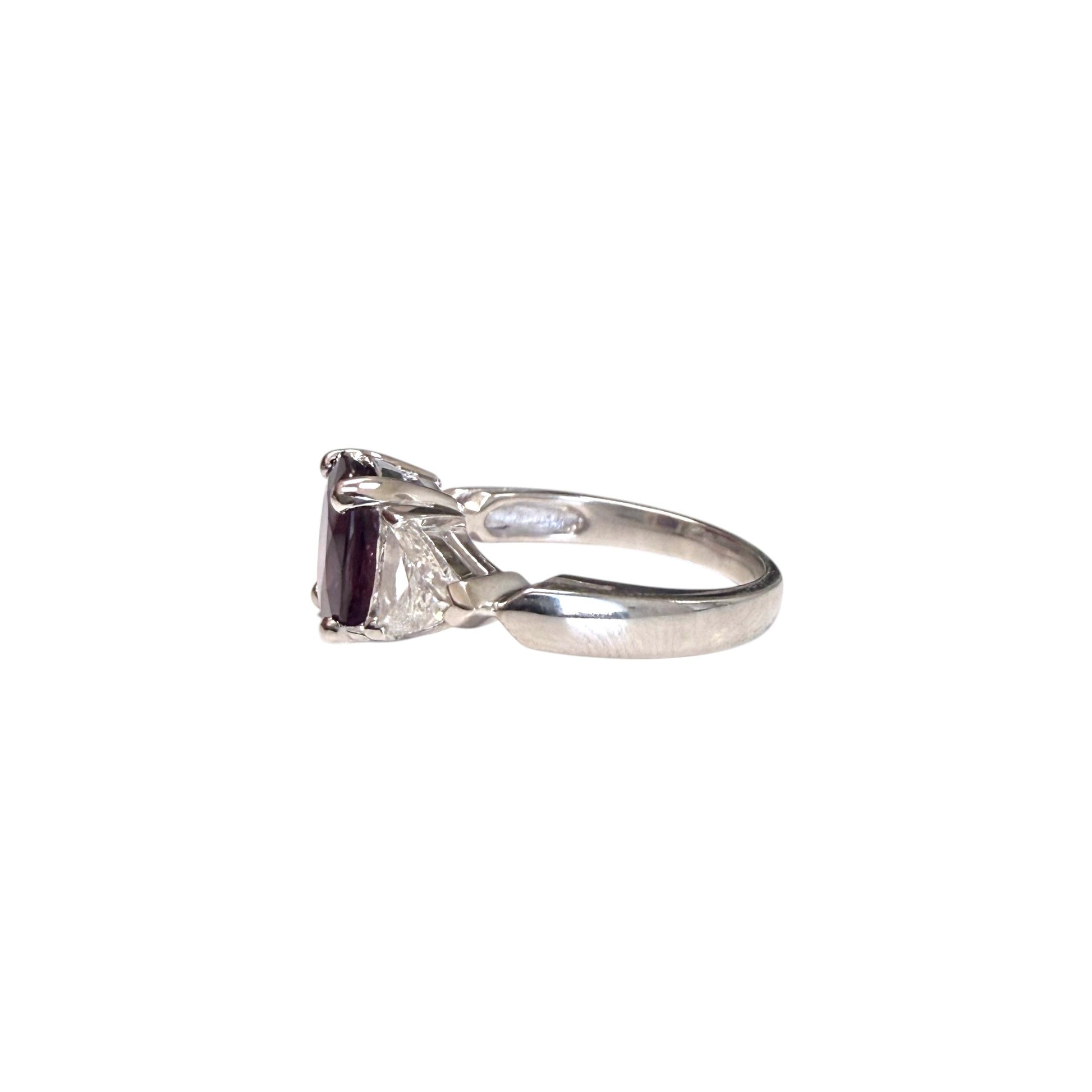 GIA 3.14ct. Ruby & 0.93cttw White Diamond Platinum Ring 7US 7.37g.
