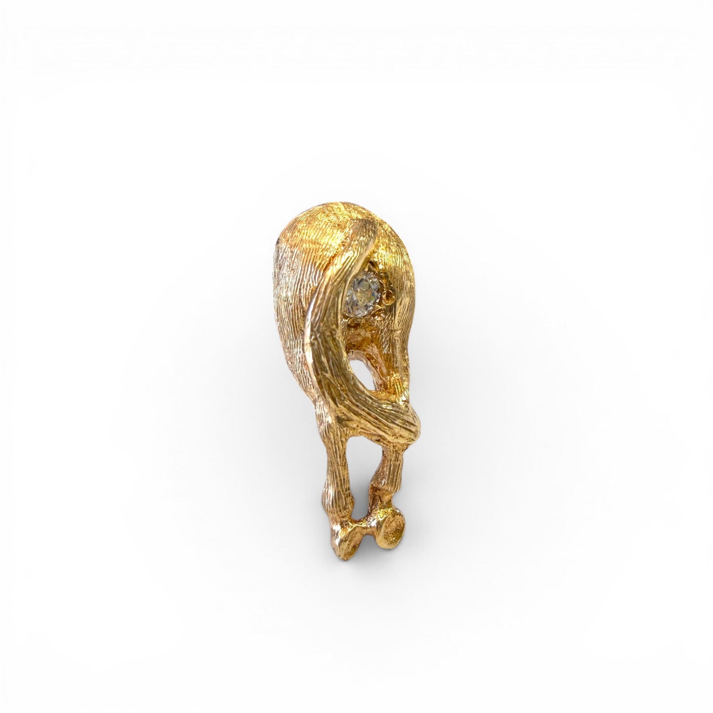 14k Yellow Gold Equestrian Pin with White Diamond "Horse's Ass Pin" 2.13g.