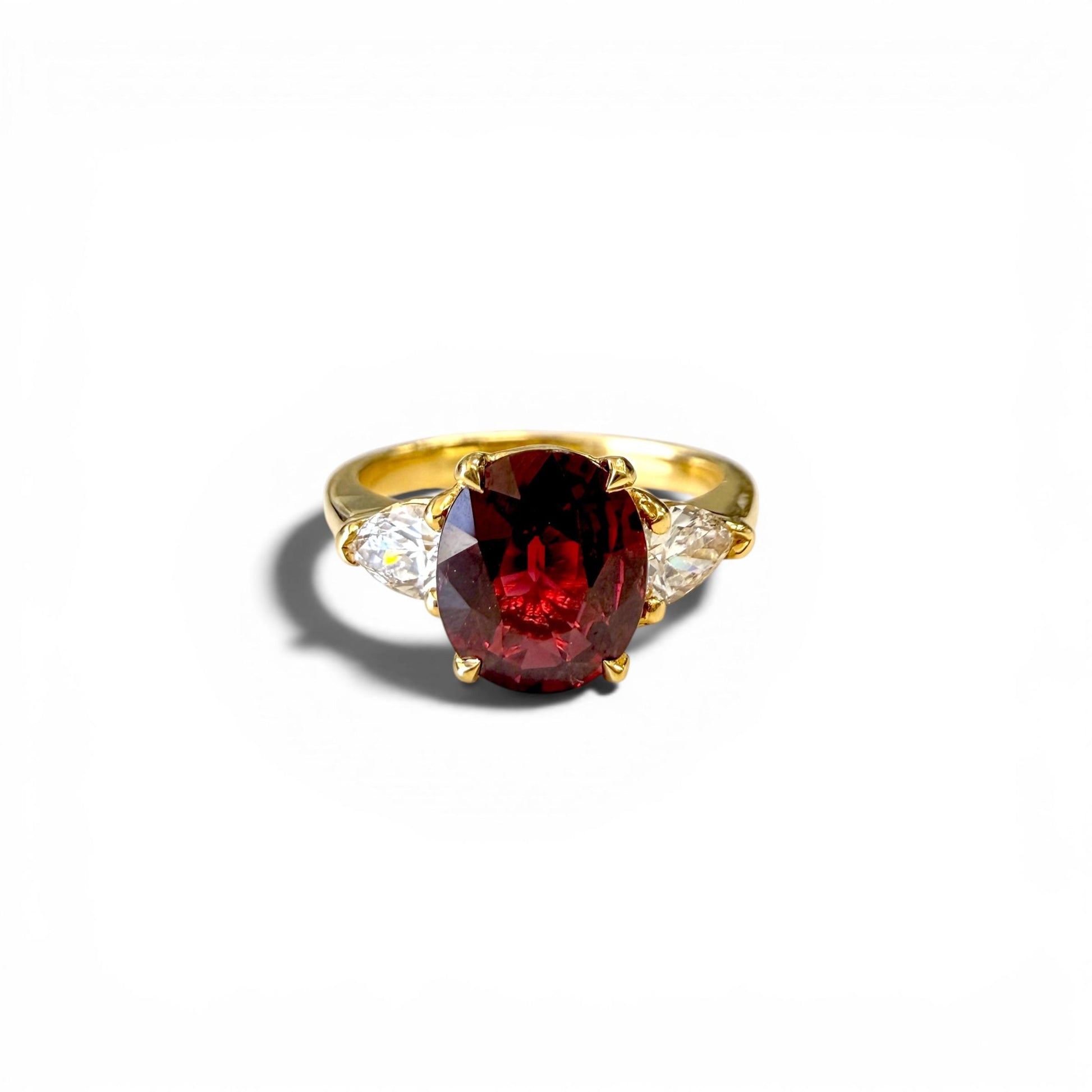 GIA Tanzanian 1.94ct Red Ruby & 0.40cttw White Diamond Ring 18k YG 5.5US