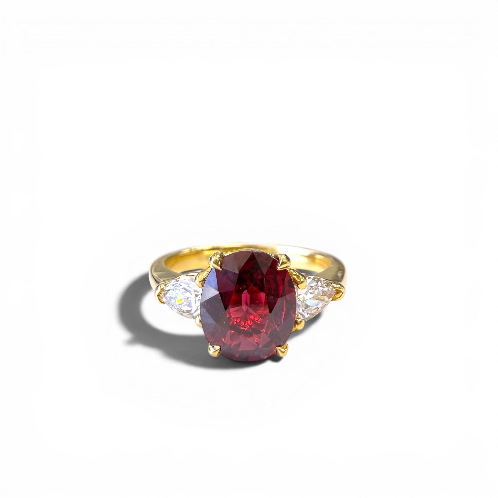 GIA Tanzanian 1.94ct Red Ruby & 0.40cttw White Diamond Ring 18k YG 5.5US