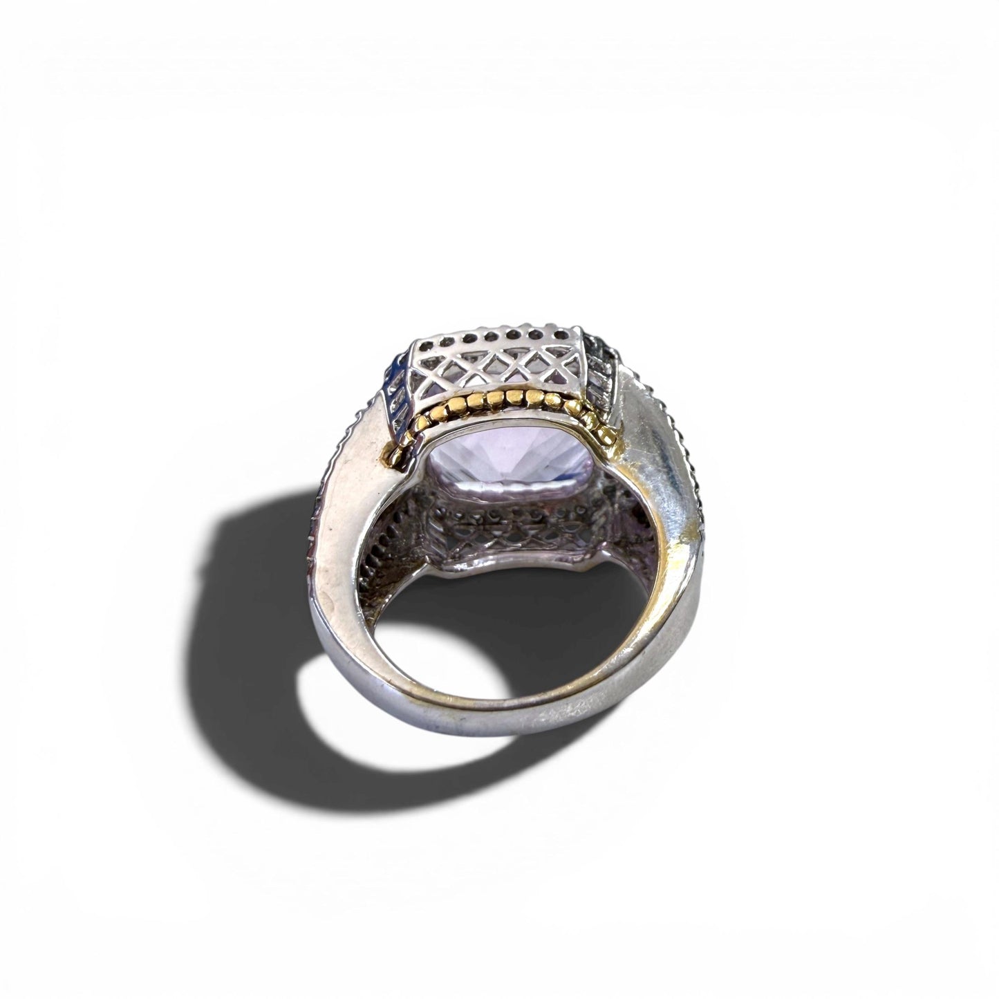 10.75ct. Kunzite & 0.92cttw. White Diamond Fashion Ring in 14k White Gold 7US