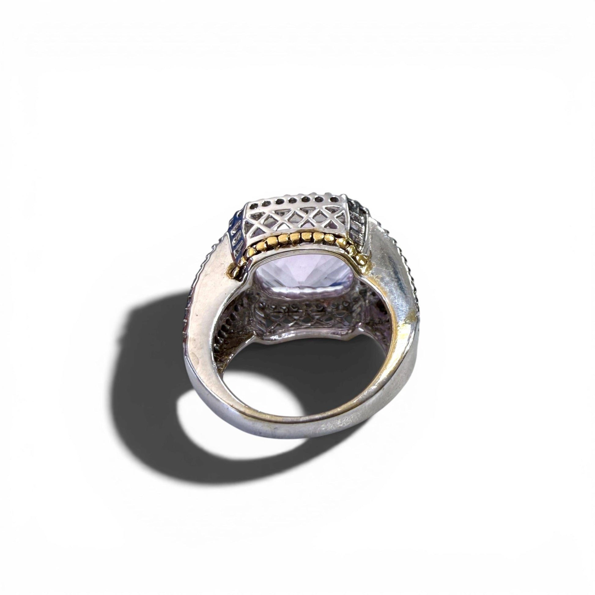 10.75ct. Kunzite & 0.92cttw. White Diamond Fashion Ring in 14k White Gold 7US