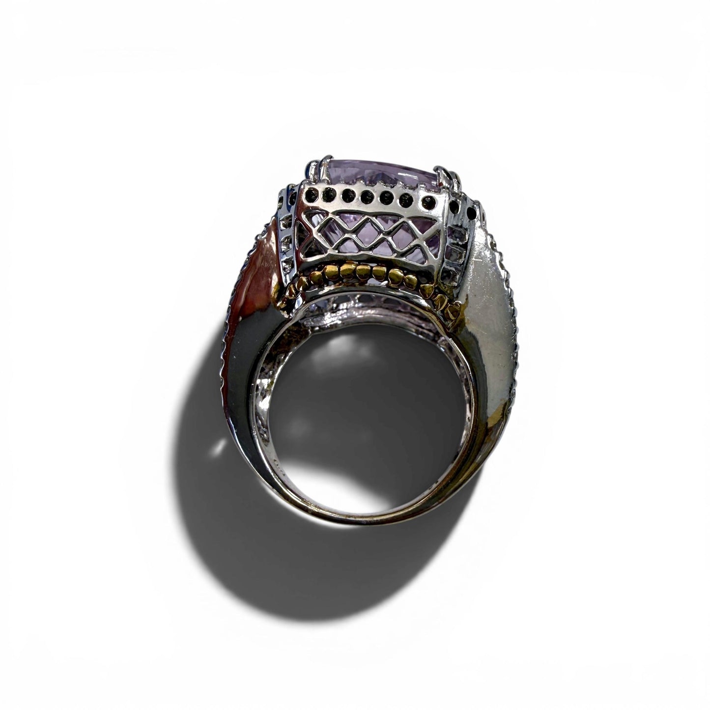 10.75ct. Kunzite & 0.92cttw. White Diamond Fashion Ring in 14k White Gold 7US