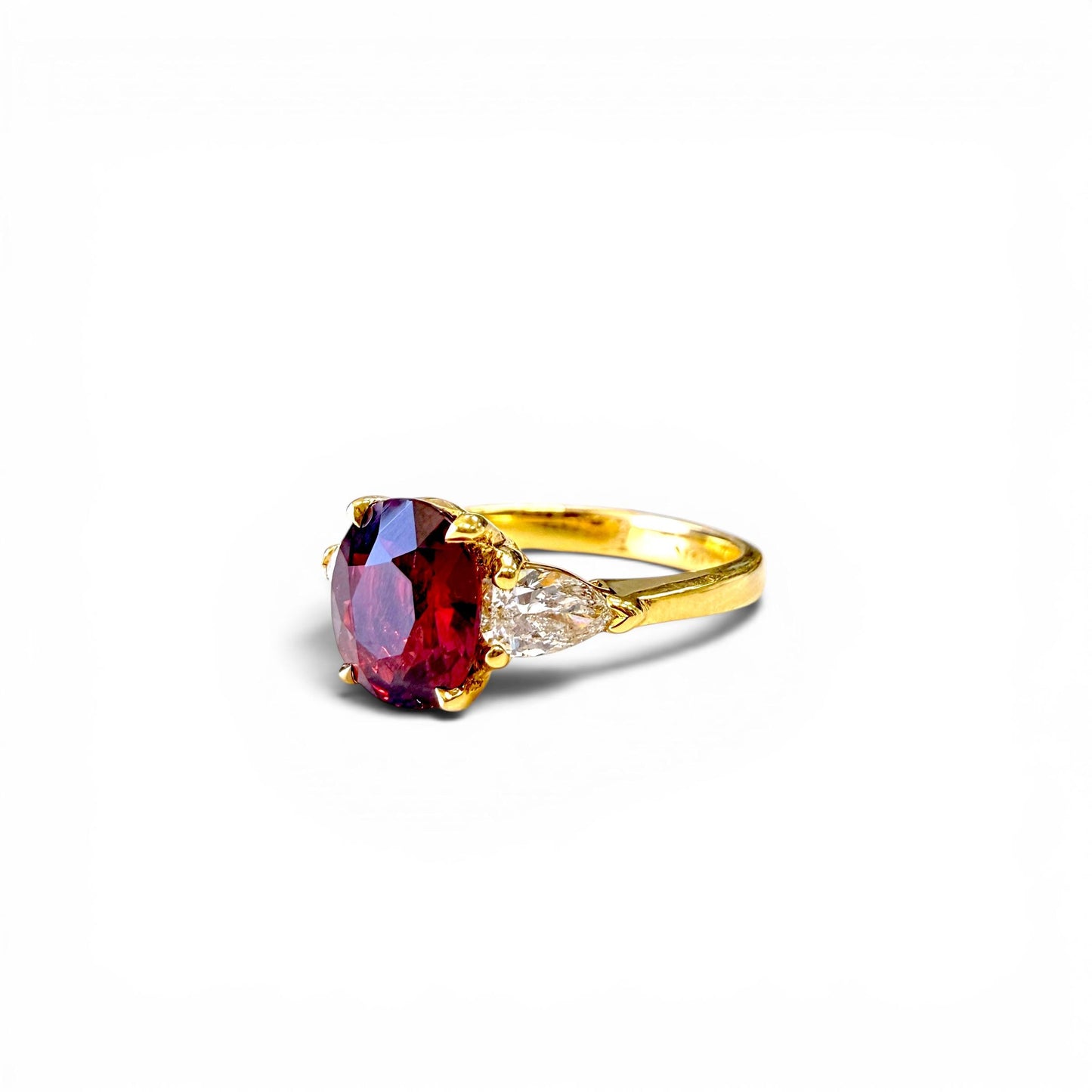 GIA Tanzanian 1.94ct Red Ruby & 0.40cttw White Diamond Ring 18k YG 5.5US