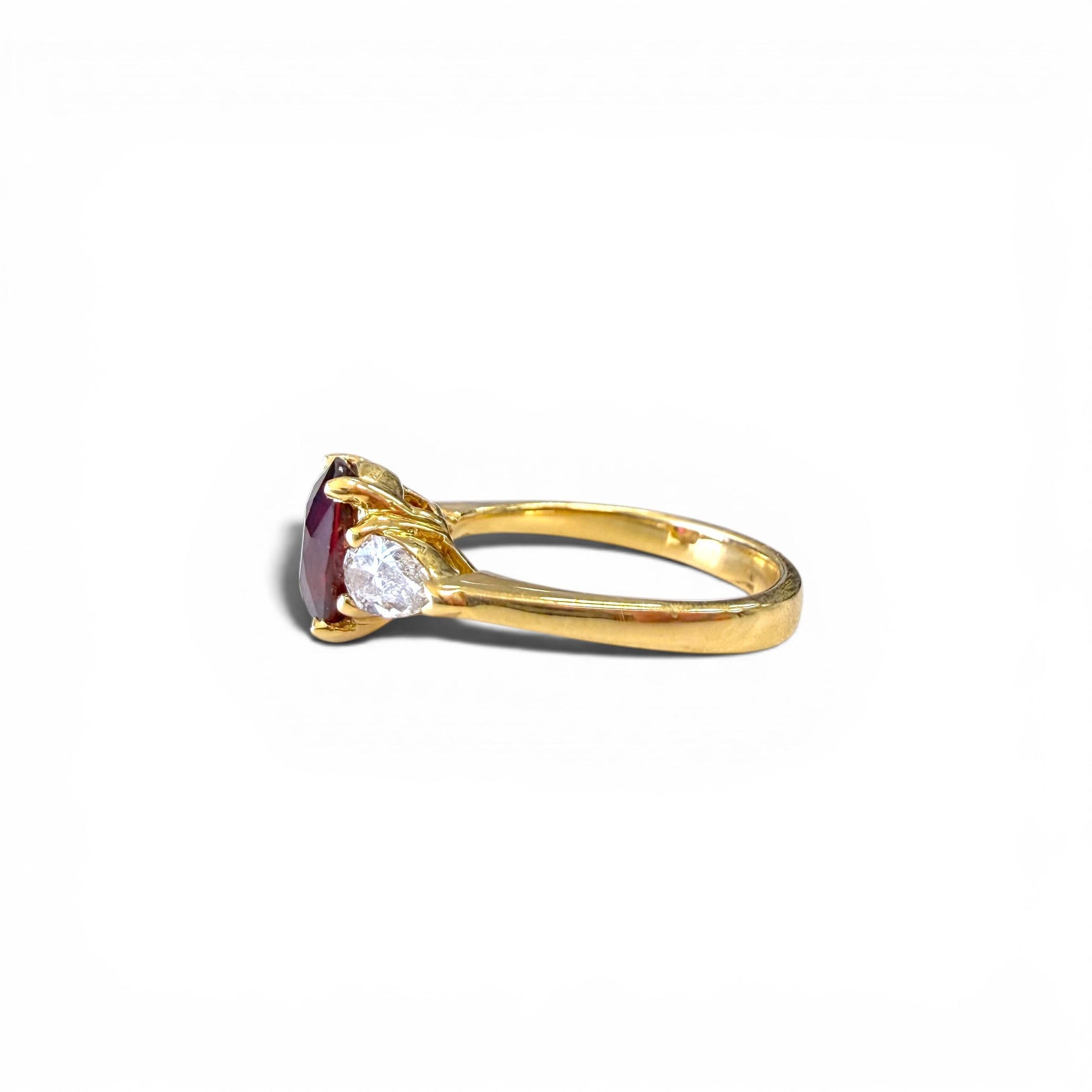 GIA Tanzanian 1.94ct Red Ruby & 0.40cttw White Diamond Ring 18k YG 5.5US
