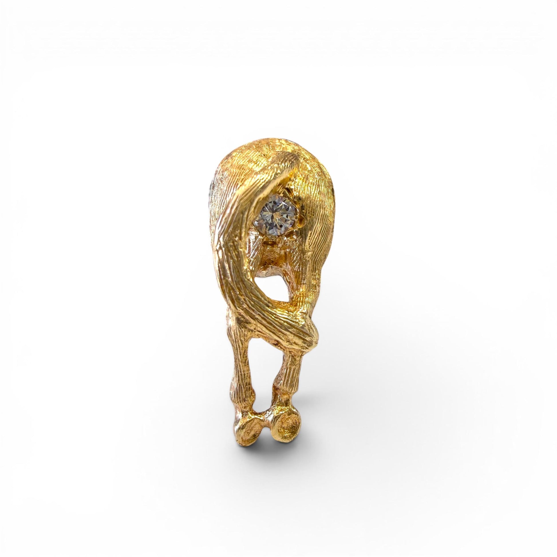 14k Yellow Gold Equestrian Pin with White Diamond "Horse's Ass Pin" 2.13g.