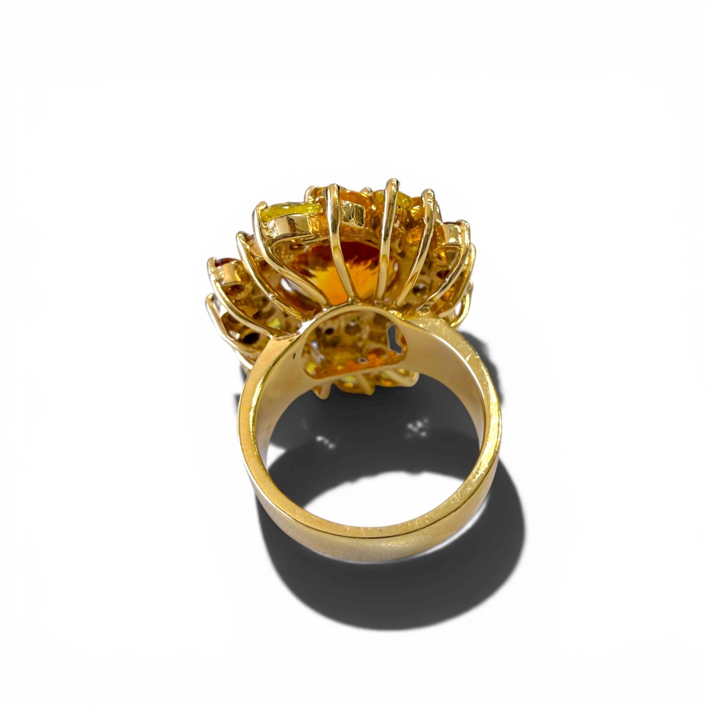 12.75ct. Citrine & 1cttw. White Diamond Cocktail Ring in 14k Yellow Gold 6.5US