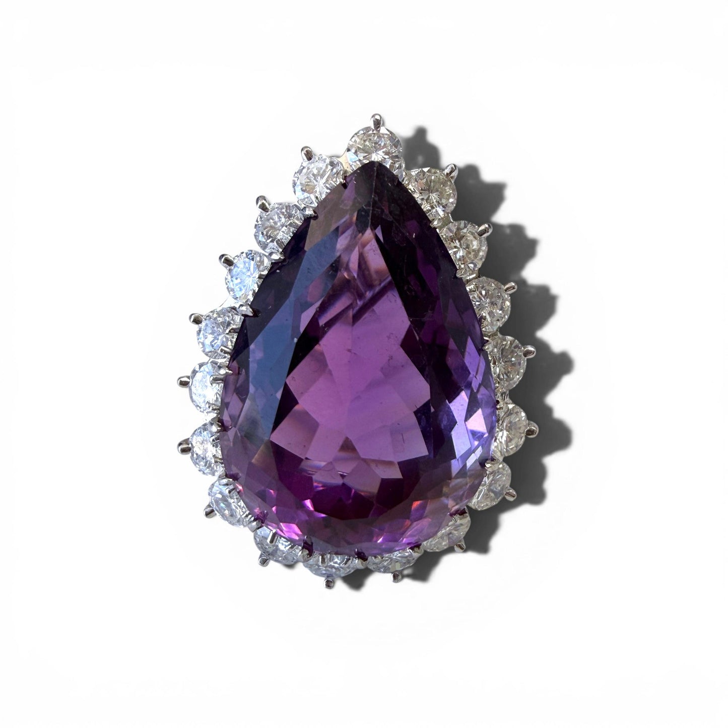 50ct. Amethyst & 5.50cttw White Diamond Cocktail Ring in 18k White Gold 9US