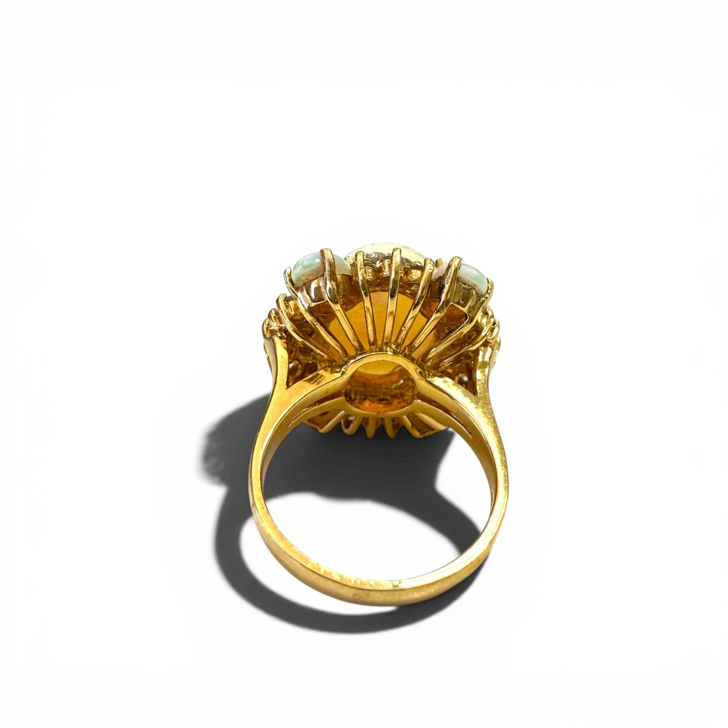 6.90cttw. Opal & 1.06cttw. White Diamond Ring in 14k Yellow Gold 6.5US 9.21g.