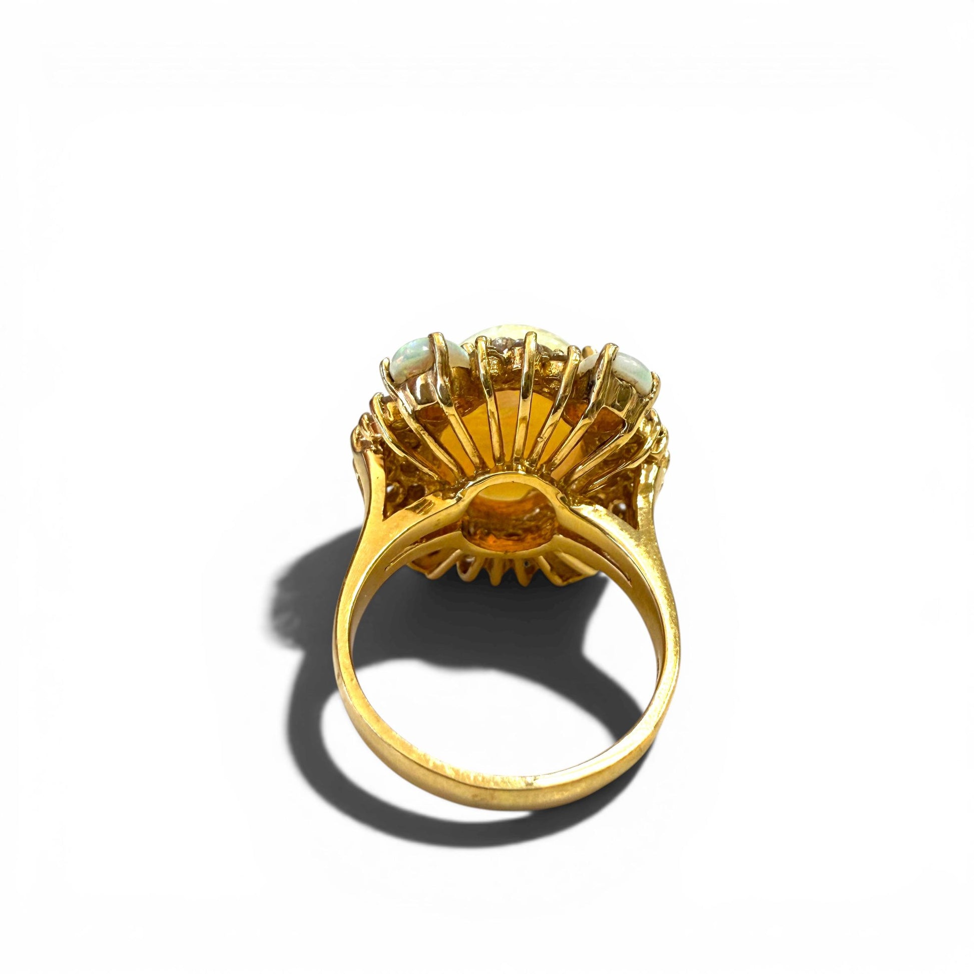 6.90cttw. Opal & 1.06cttw. White Diamond Ring in 14k Yellow Gold 6.5US 9.21g.
