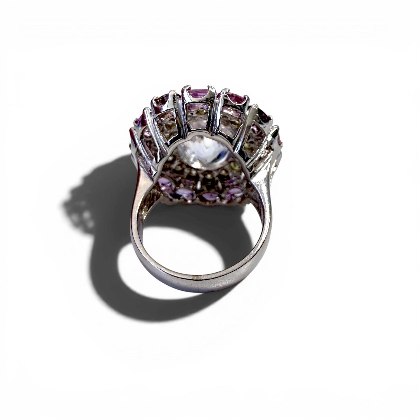 12.09ct Kunzite & 4cttw. Sappire and 1.75cttw White Diamond Ring in 14k WG