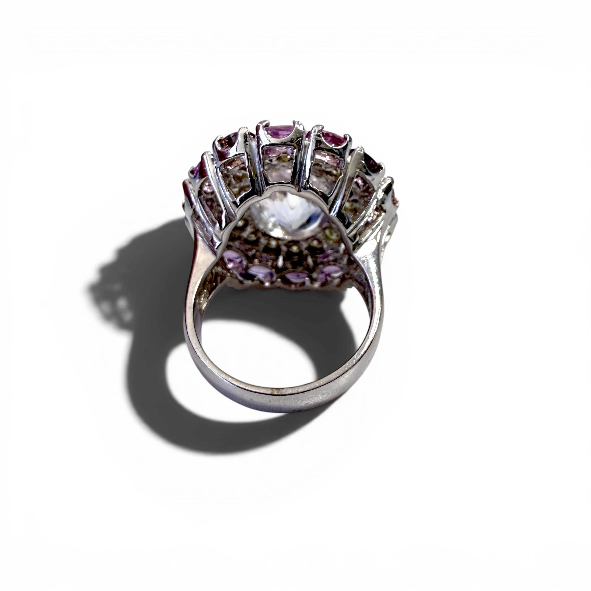12.09ct Kunzite & 4cttw. Sappire and 1.75cttw White Diamond Ring in 14k WG