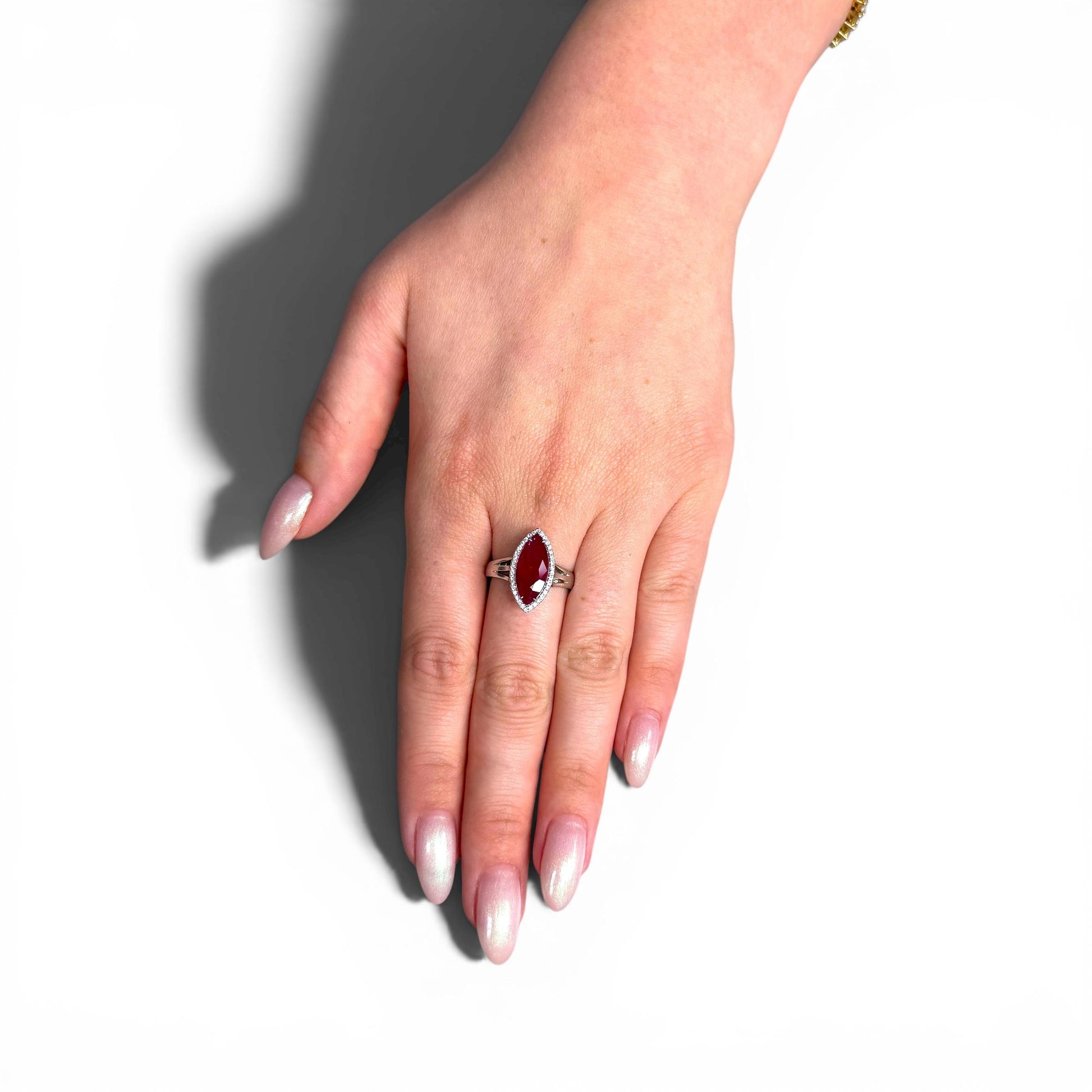 GIA 3.86ct Red Mozambique Ruby & White Diamond Ring in 18k White Gold 6.75US
