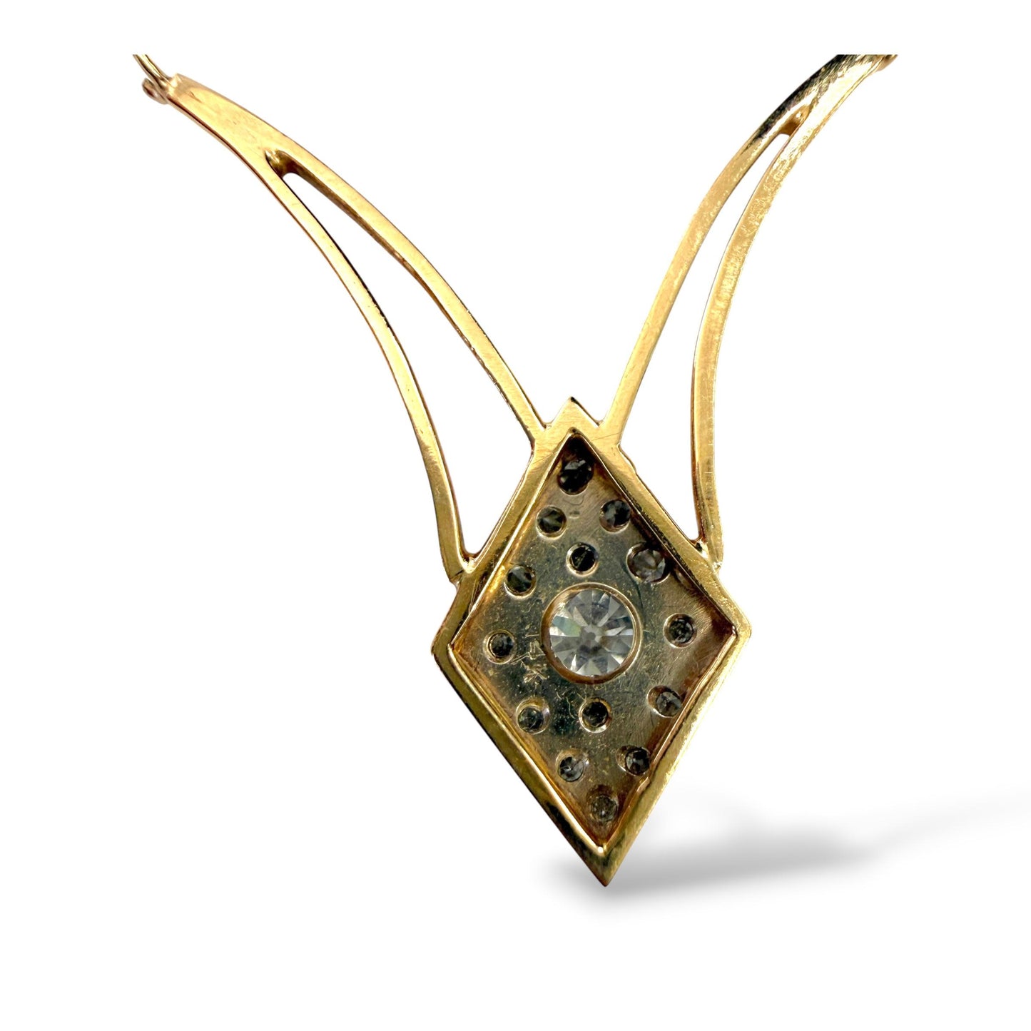 0.80cttw. White Diamond Vintage Pendant Necklace in 14k Yellow Gold 16"
