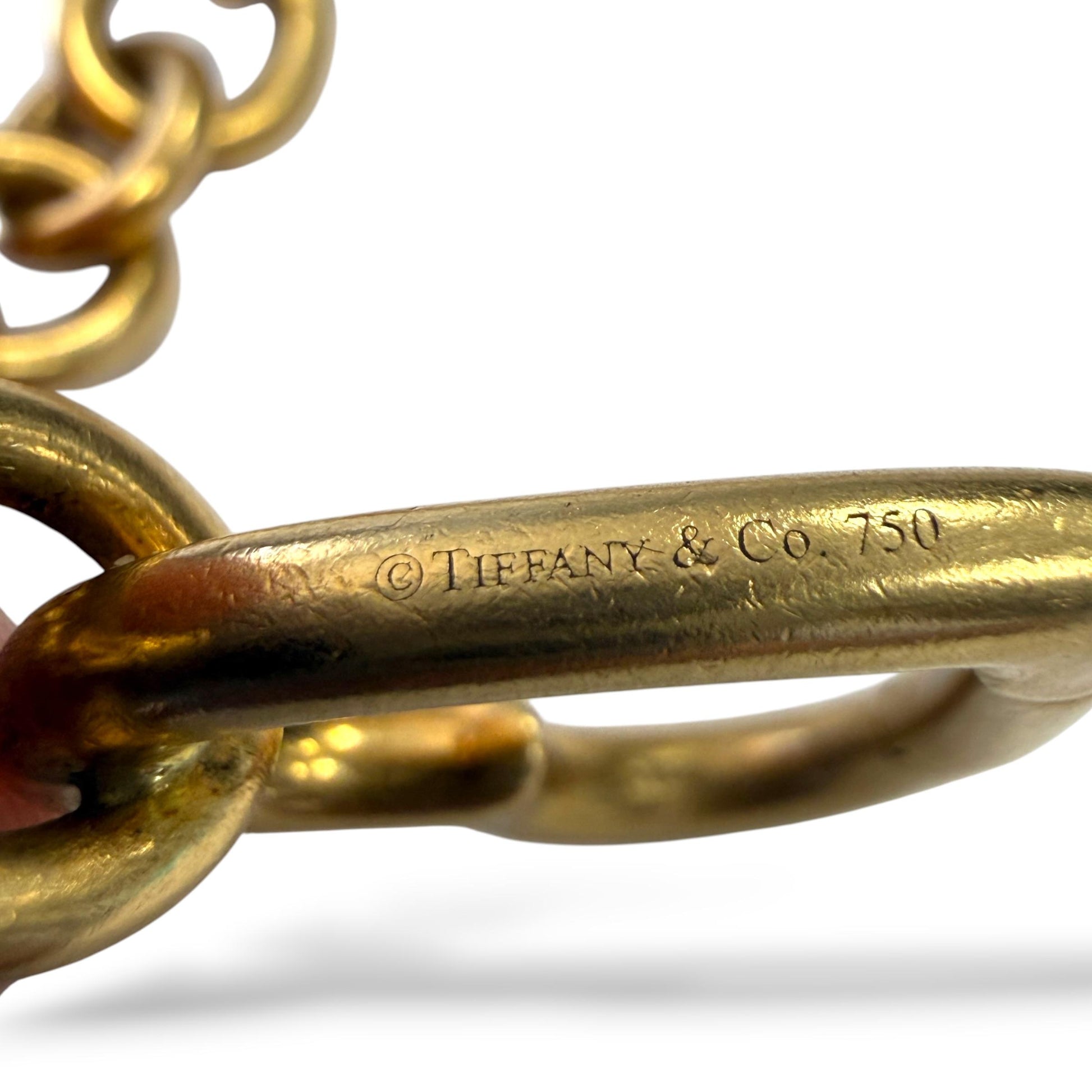 RARE Tiffany & Co. 18k Yellow Gold Round Link Heart Clasp Bracelet 8.25" 50.41g.