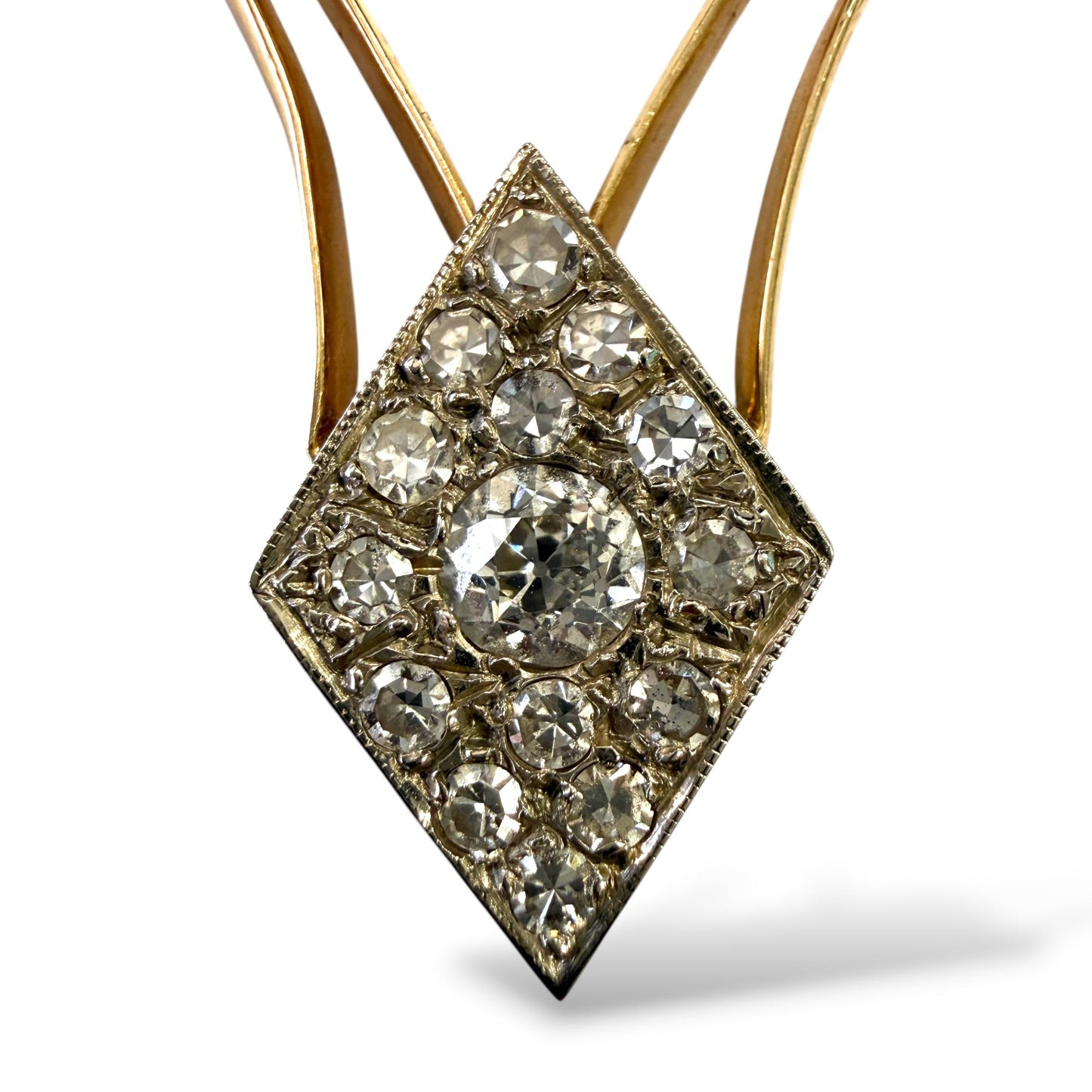 0.80cttw. White Diamond Vintage Pendant Necklace in 14k Yellow Gold 16"