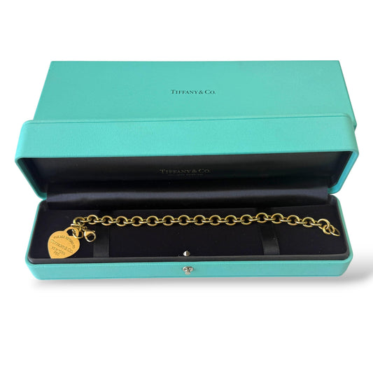 Vintage "Return to Tiffany" Heart Tag Bracelet in 18k Yellow Gold 33g.