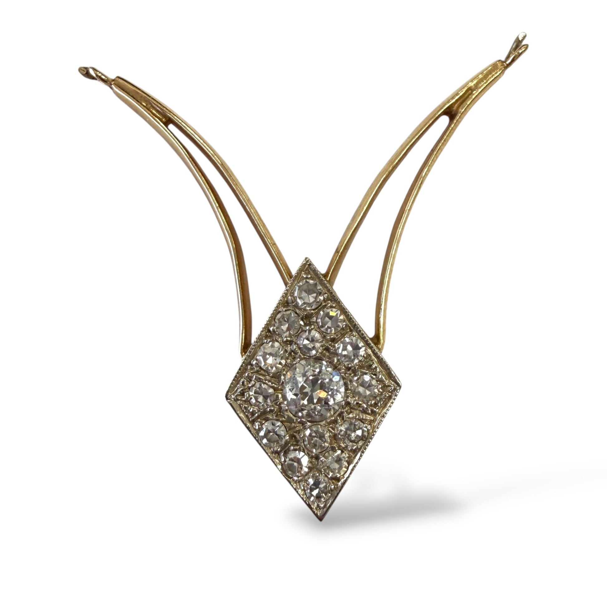 0.80cttw. White Diamond Vintage Pendant Necklace in 14k Yellow Gold 16"