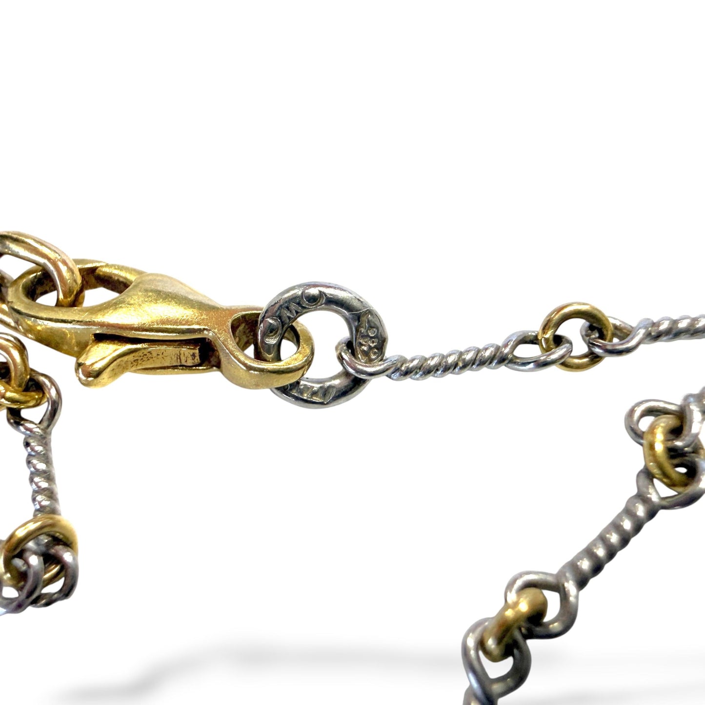 Vintage 18k Two Tone Gold Cross Necklace with White Diamonds 16.56g. 19"