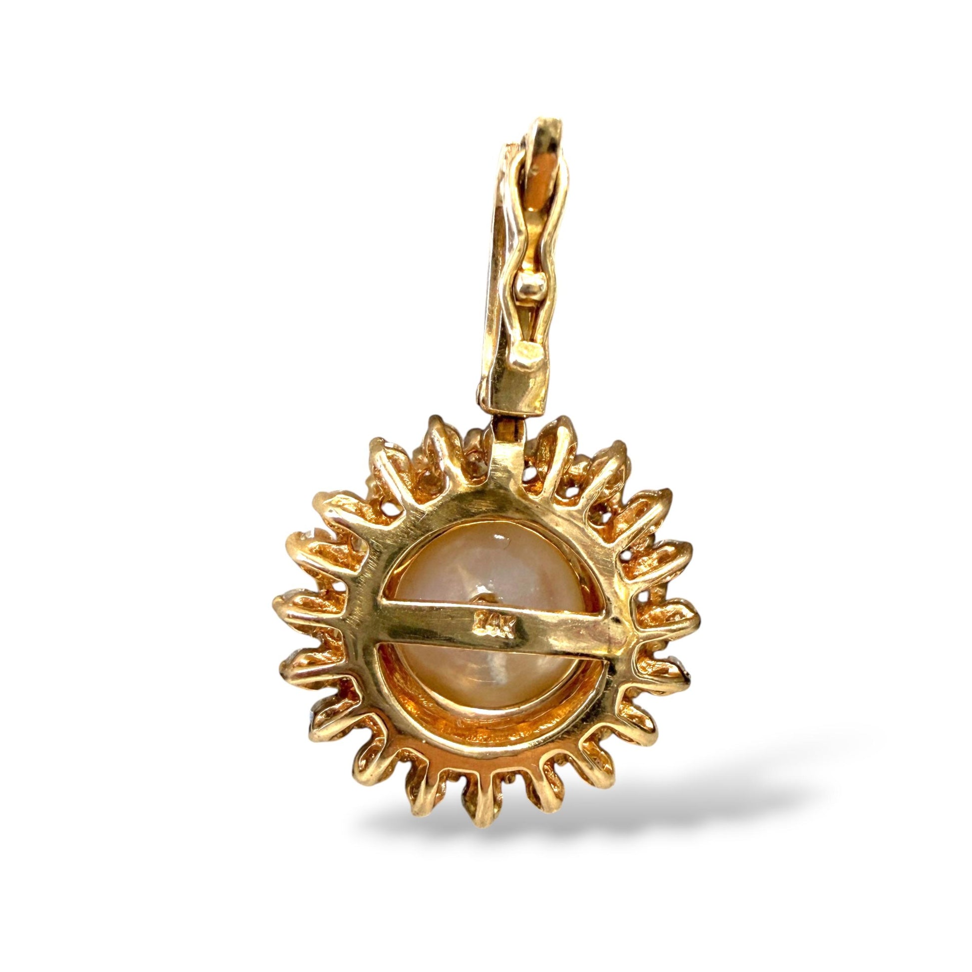 1.23cttw. White Diamond & Pearl 14k Yellow Gold Pendant 8.24g.