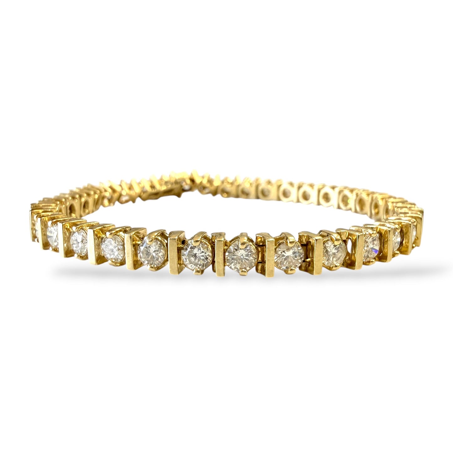 Vintage 7cttw. White Diamonds Tennis Bracelet in 14k Yellow Gold 21.88g. 7.5"