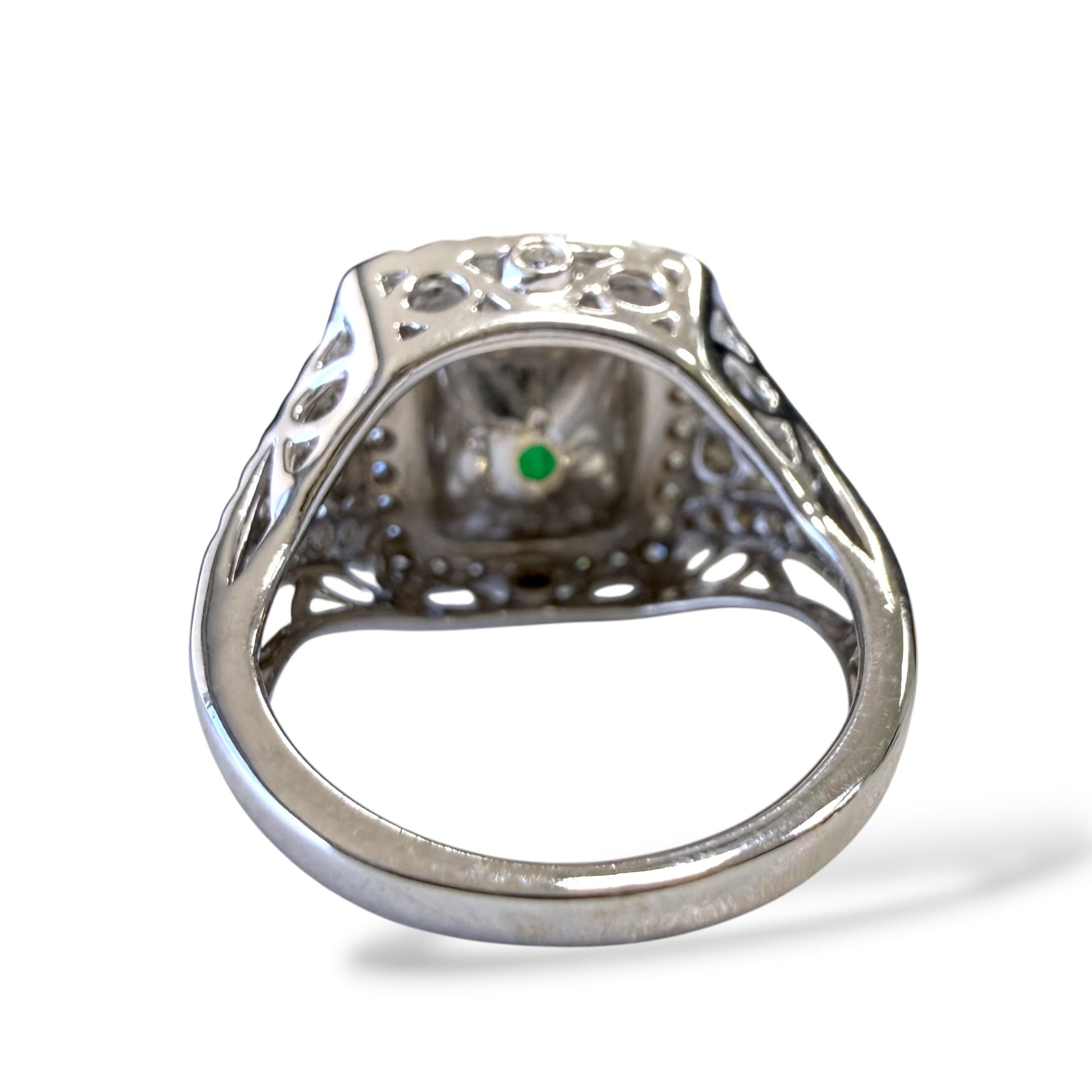 GIA Zambian 4.33ct Green Emerald Ring with 0.75cttw White Diamond Ring In 14 WG