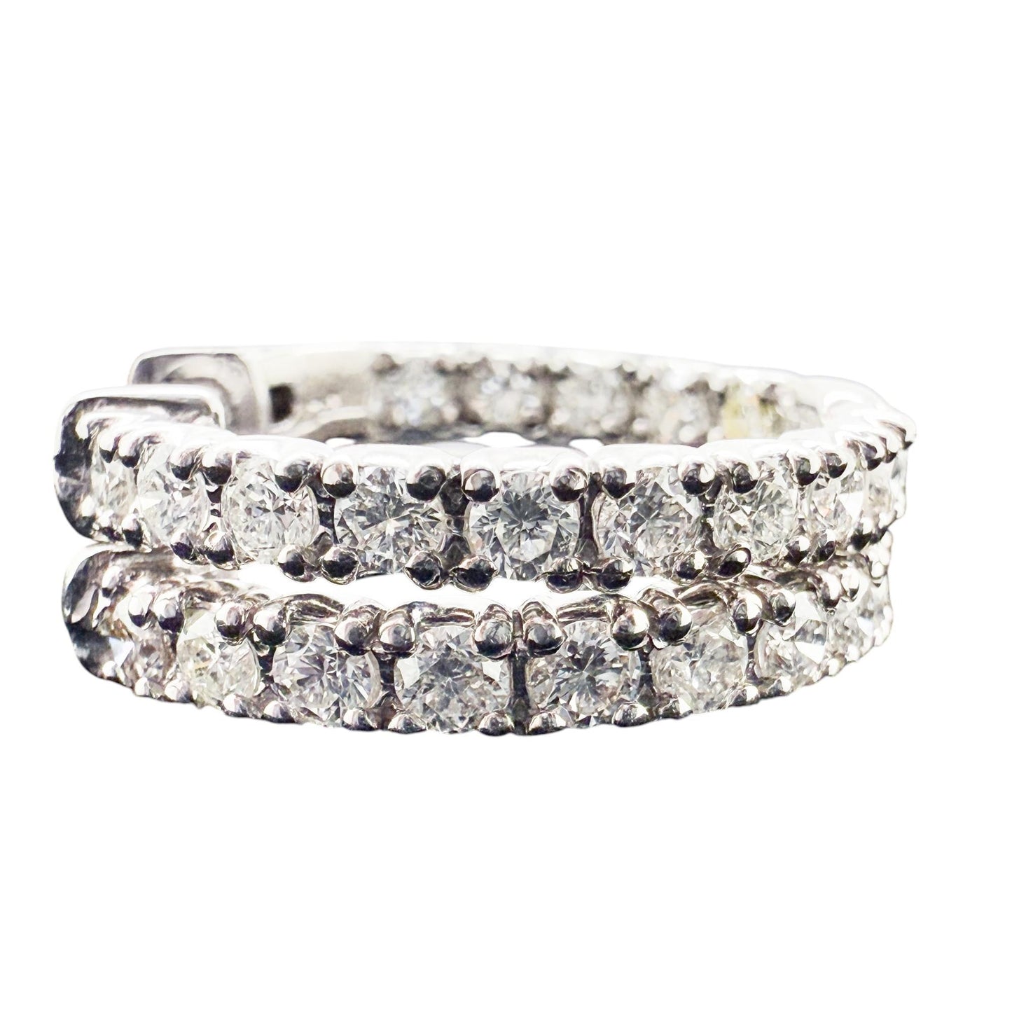 2.00 cttw. White Diamond Hoop Earrings in 14k White Gold 8.3g