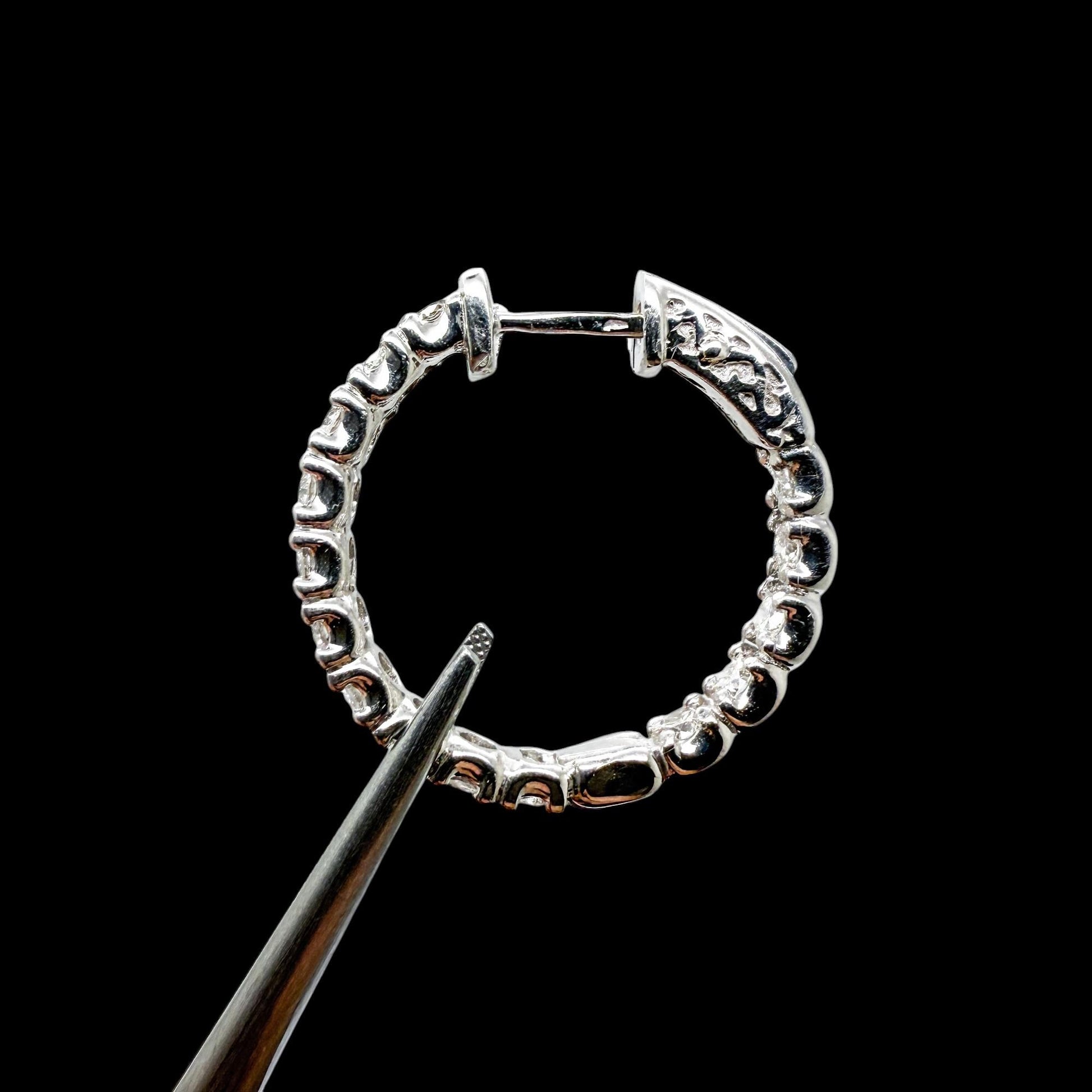 2.00 cttw. White Diamond Hoop Earrings in 14k White Gold 8.3g
