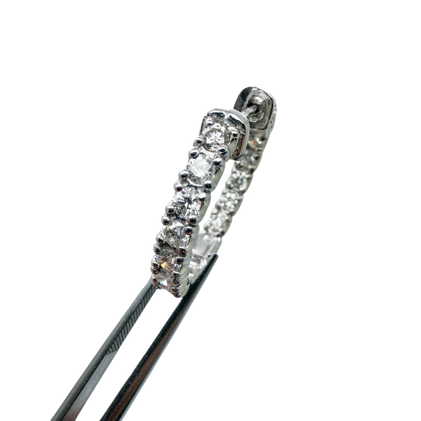 2.00 cttw. White Diamond Hoop Earrings in 14k White Gold 8.3g